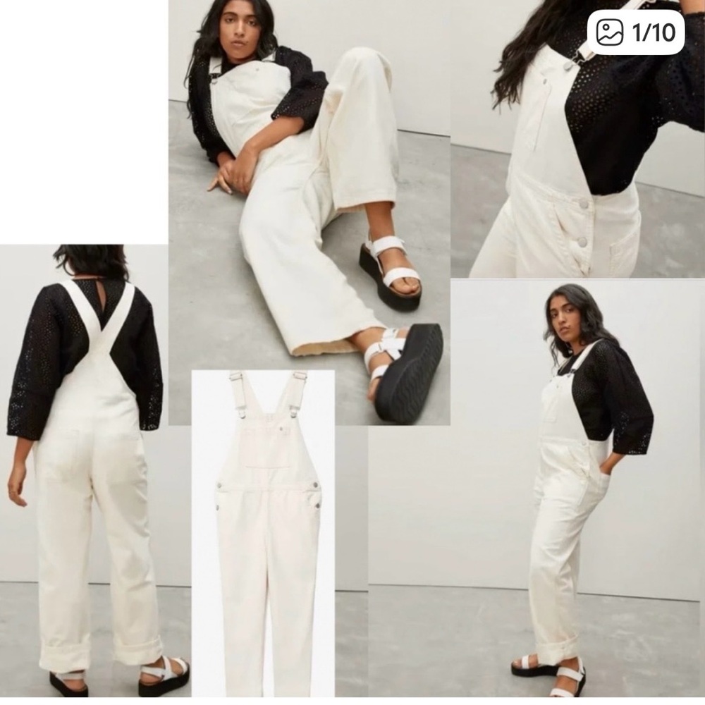 Everlane Women's White Denim Overalls